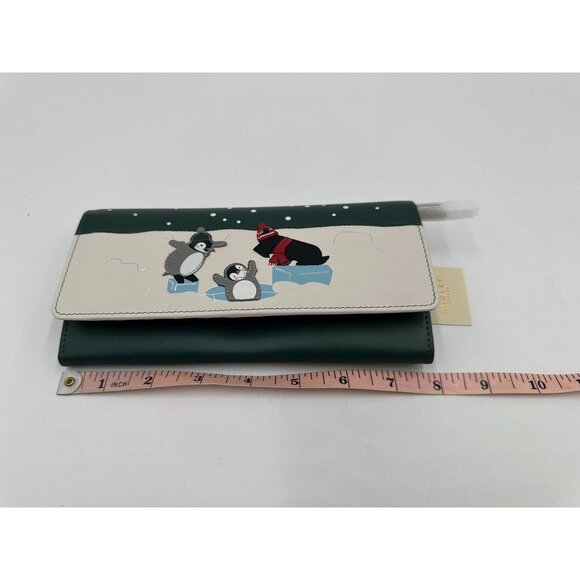 NWT Radley London HOLE LOTTA FUN Large Flap Wallet Dark GREEN Penguins MSRP 148 - Picture 5 of 16
